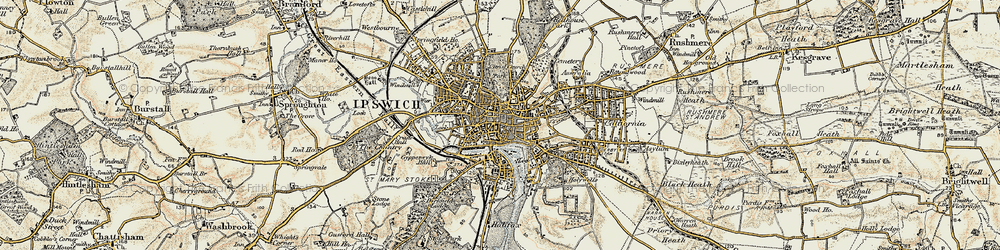Old map of Ipswich in 1898-1901