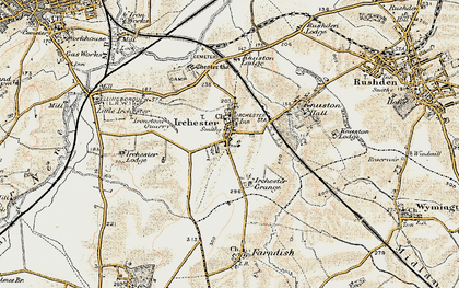 Old map of Irchester in 1898-1901