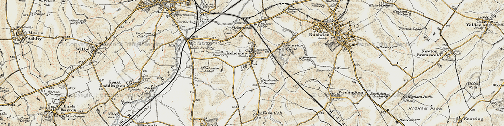 Old map of Irchester in 1898-1901