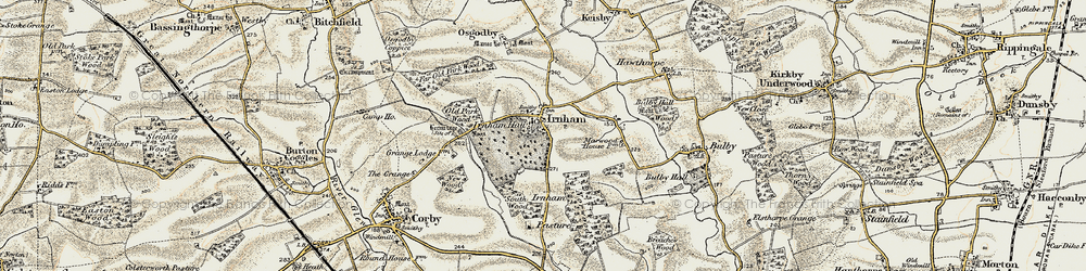 Old map of Irnham in 1902-1903