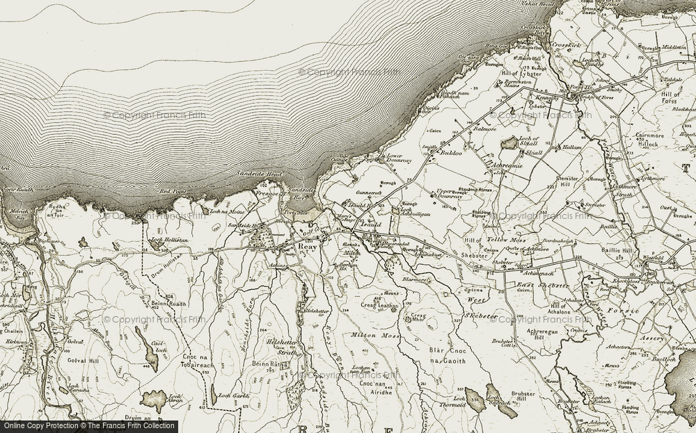 Old Map of Historic Map covering Achvarasdal in 1911-1912