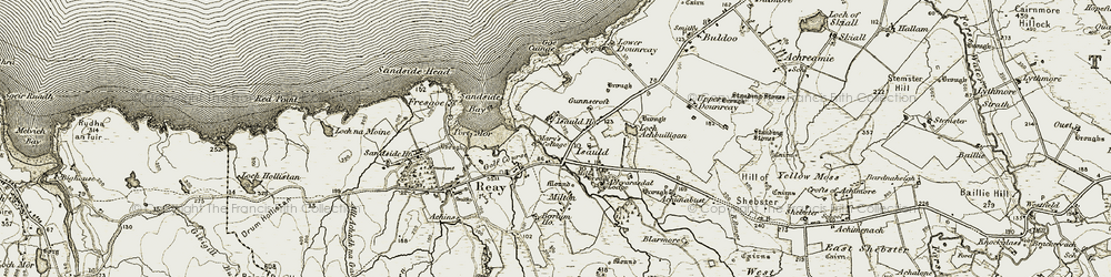 Old map of Borlum Ho in 1911-1912