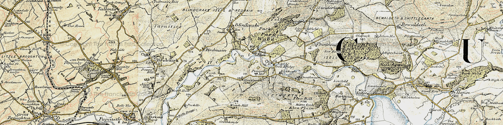 Old map of Isel in 1901-1904