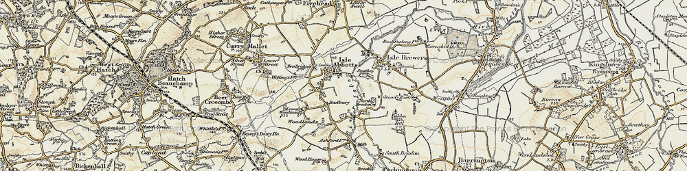 Old map of Badbury in 1898-1900