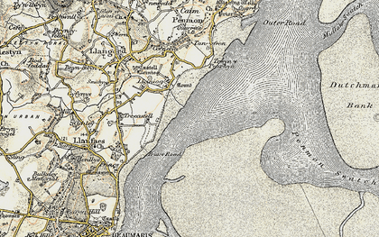 Old map of isle of anglesey coastal path in 1903-1910