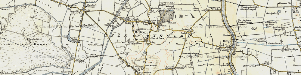 Old map of Isle of Axholme in 1903