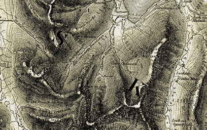 Old map of Abhainn Ceann Loch Ainort in 1906-1909