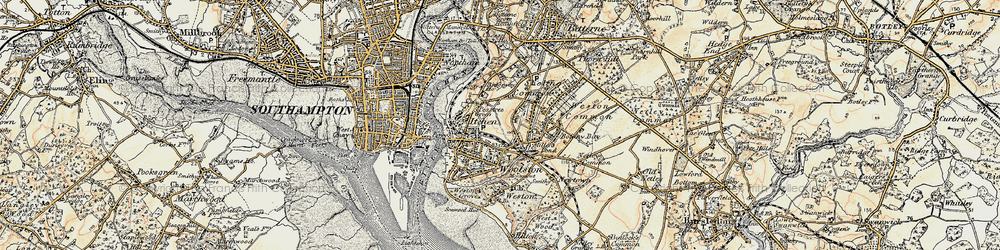 Old map of Itchen in 1897-1909