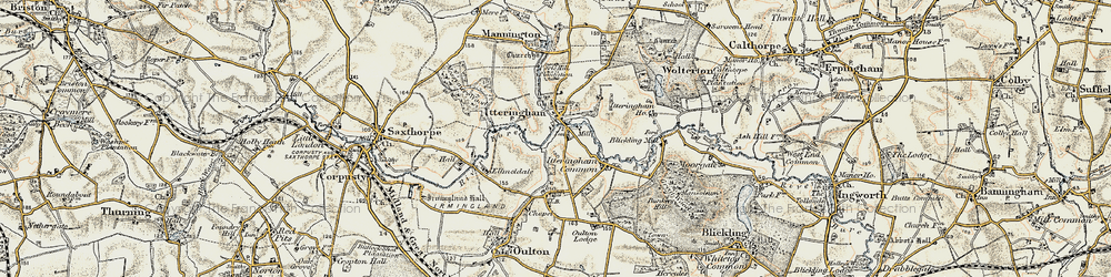 Old map of Itteringham in 1901-1902