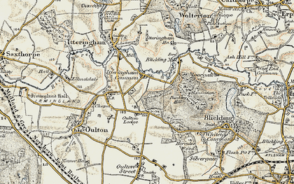 Old map of Itteringham Common in 1901-1902