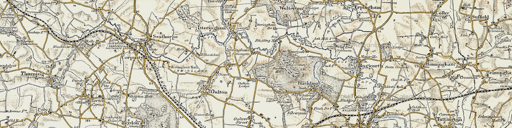 Old map of Itteringham Common in 1901-1902