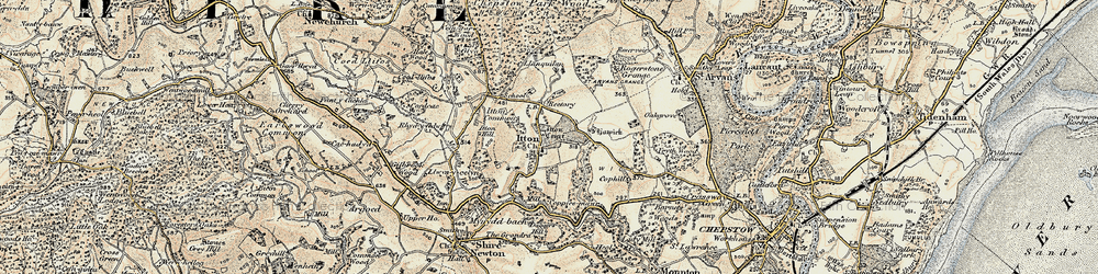 Old map of Itton in 1899-1900