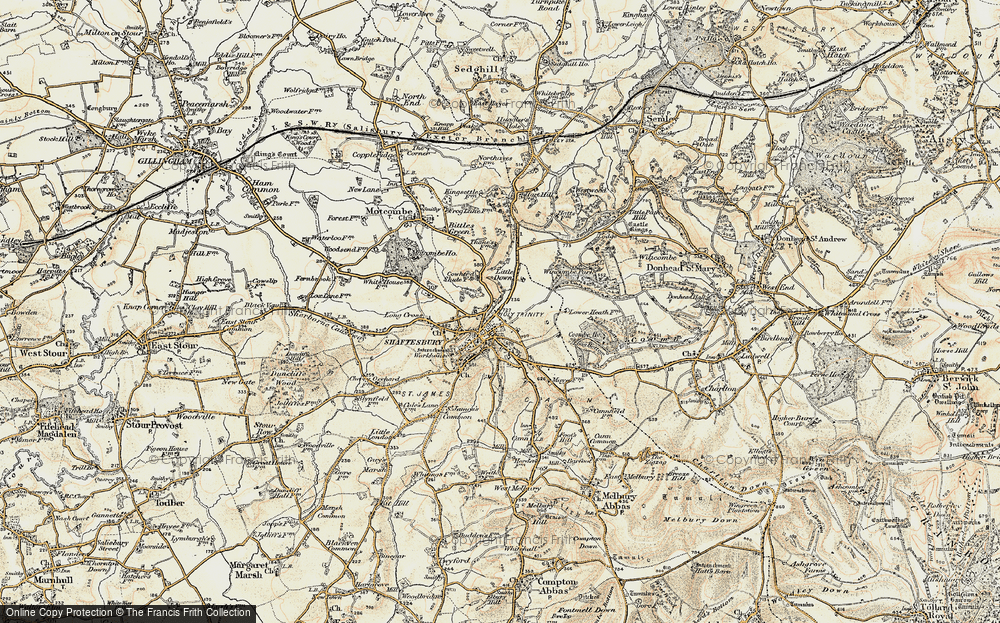 Old Map of Historic Map covering Wincombe Park in 1897-1909
