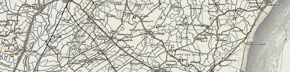 Old map of Brenzett Place in 1898