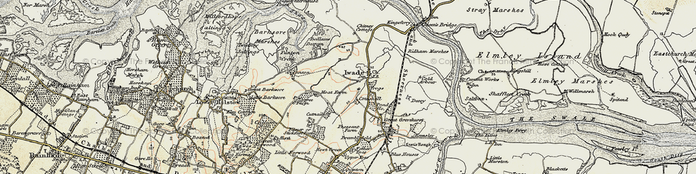 Old map of Iwade in 1897-1898