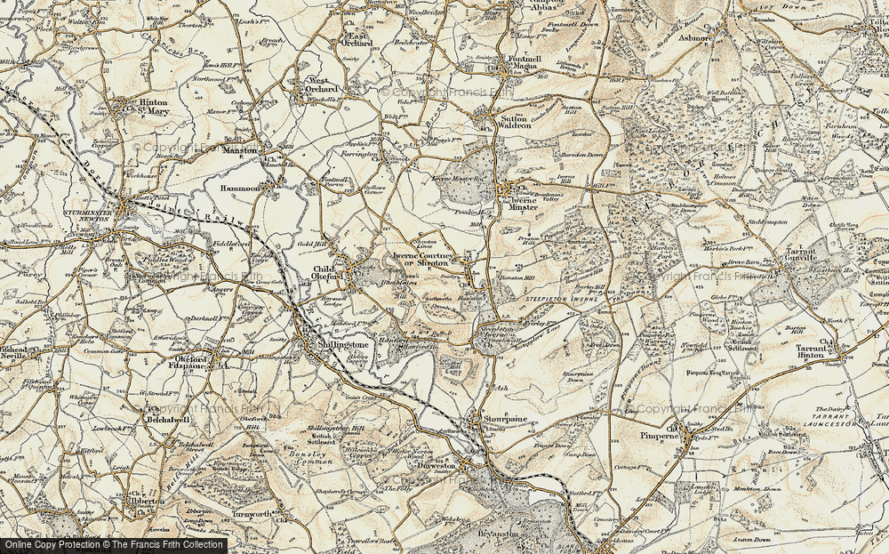 Old Map of Iwerne Courtney, 1897-1909 in 1897-1909