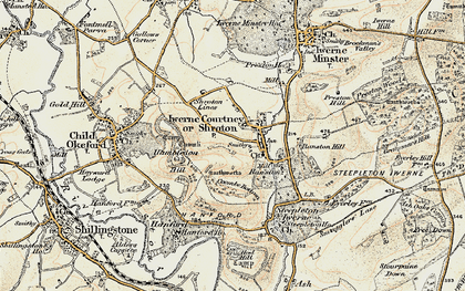 Old map of Iwerne Courtney in 1897-1909