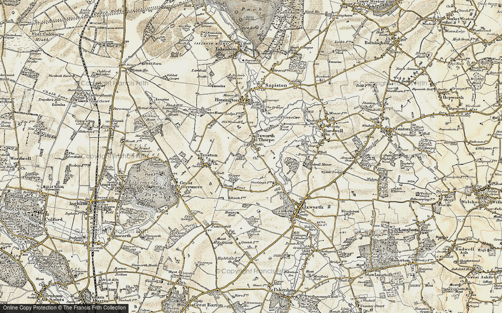 Old Map of Ixworth Thorpe, 1901 in 1901