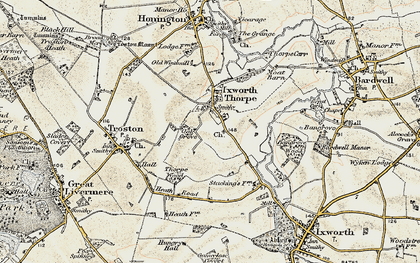 Old map of Ixworth Thorpe in 1901