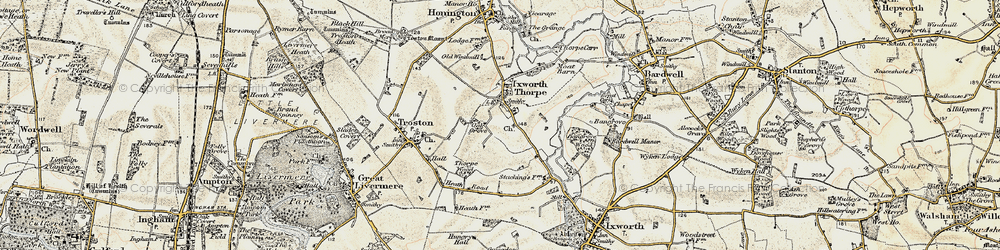 Old map of Ixworth Thorpe in 1901