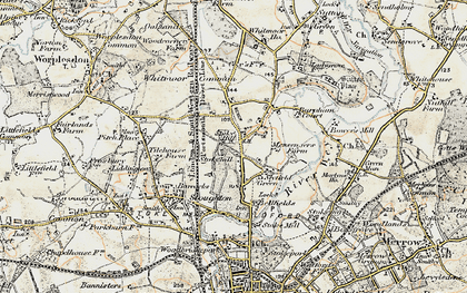 Old map of Jacobs Well in 1898-1909