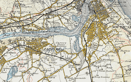 Old map of Jarrow in 1901-1904