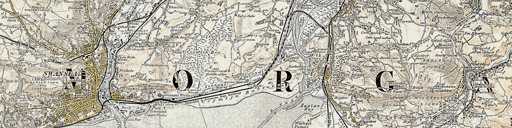 Old map of Baglan Bay in 1900-1901