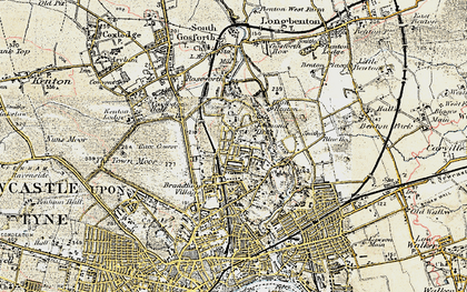 Old map of Jesmond in 1901-1903
