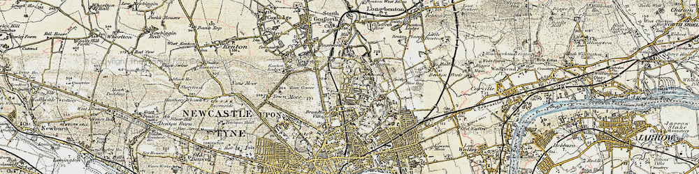 Old map of Jesmond in 1901-1903