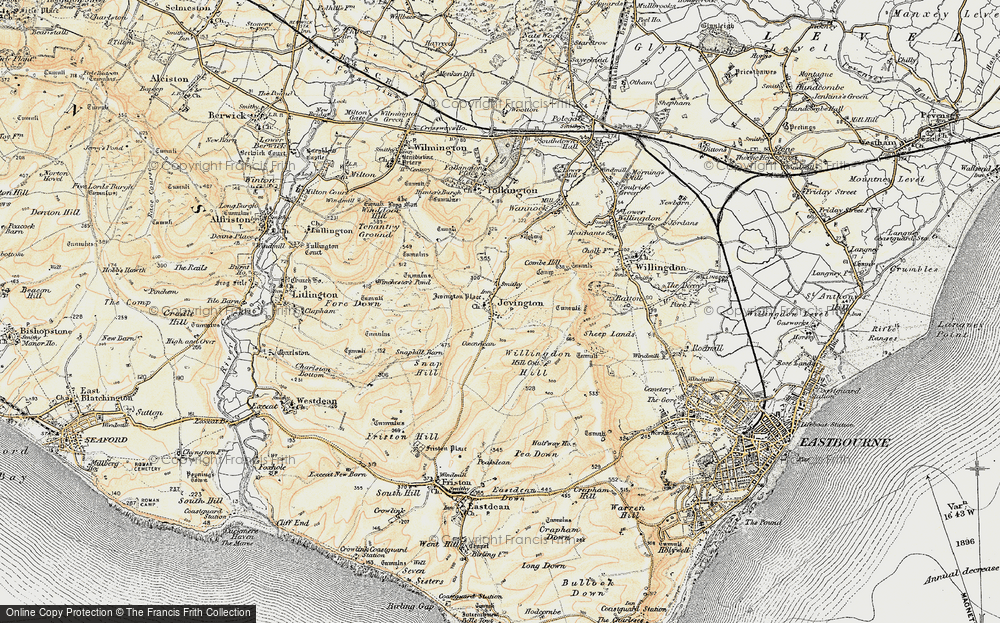 Old Map of Jevington, 1898 in 1898