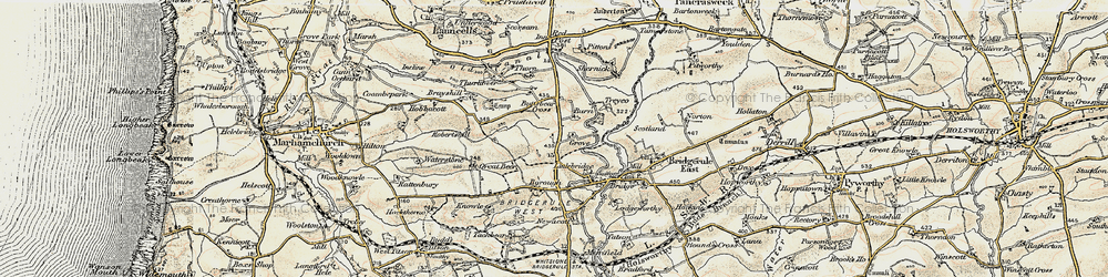 Old map of Jewell's Cross in 1900