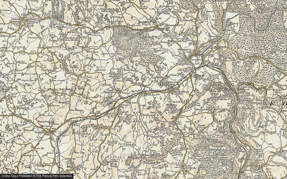 Old Map of Historic Map covering Wonastow in 1899-1900