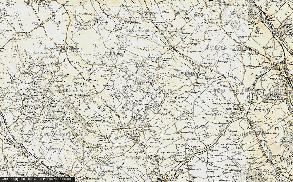 Old Map of Historic Map covering Gaddesden Row in 1898