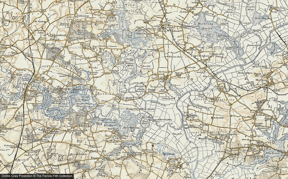 Old Map of Historic Map covering Horning Hall in 1901-1902