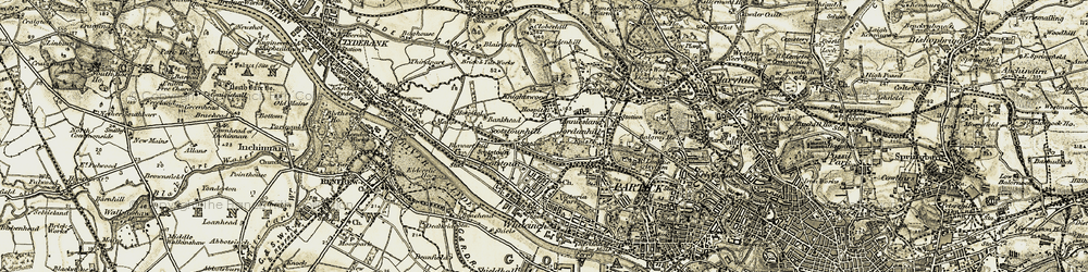 Old map of Jordanhill in 1904-1905