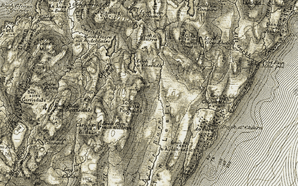 Old map of Lealt Burn in 1906-1907