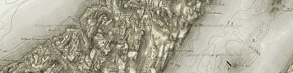 Old map of Bodha a' Chùirn in 1906-1907
