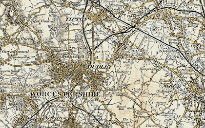 Old map of Kates Hill in 1902