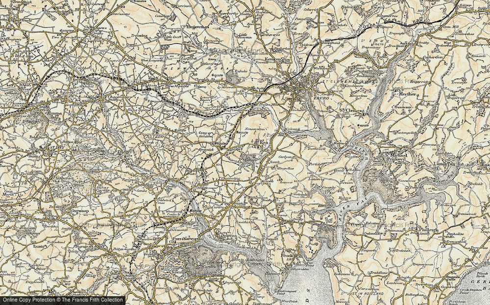 Old Map of Historic Map covering Killiow in 1900
