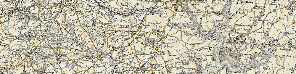 Old map of Kea in 1900