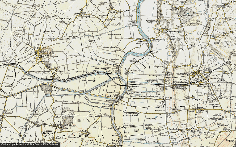 Old Map of Historic Map covering Amcotts Grange in 1903