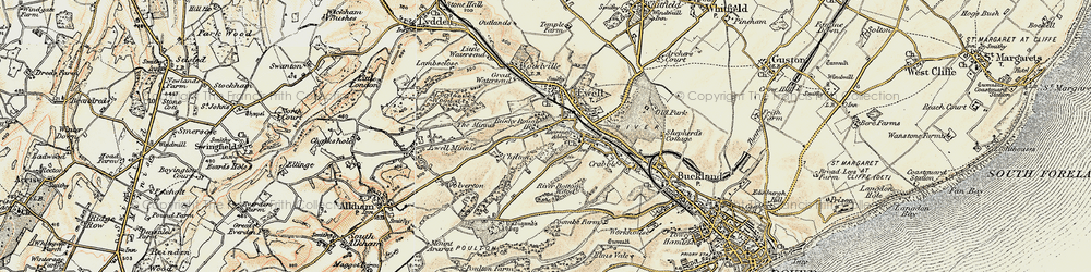 Old map of Kearsney in 1898-1899
