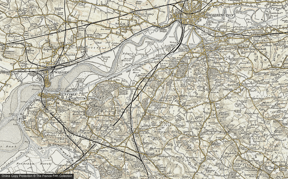 Old Map of Historic Map covering Keckwick Brook in 1902-1903