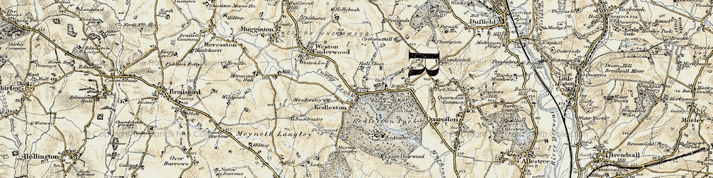 Old map of Kedleston in 1902