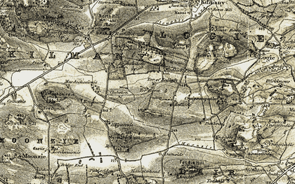 Old map of Kedlock Feus in 1906-1908