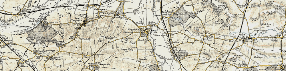 Old map of Kegworth in 1902-1903