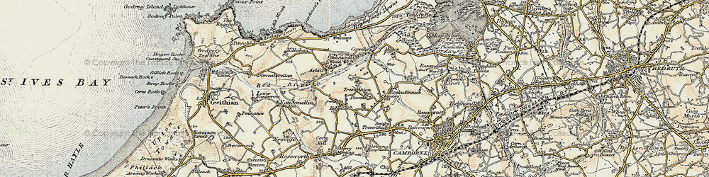 Old map of Kehelland in 1900