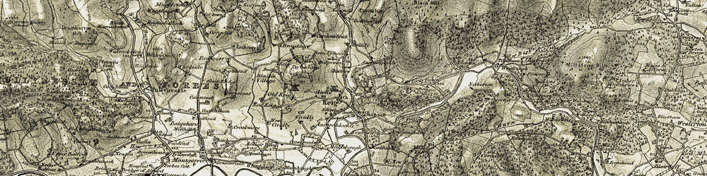 Old map of Brindymuir in 1908-1910
