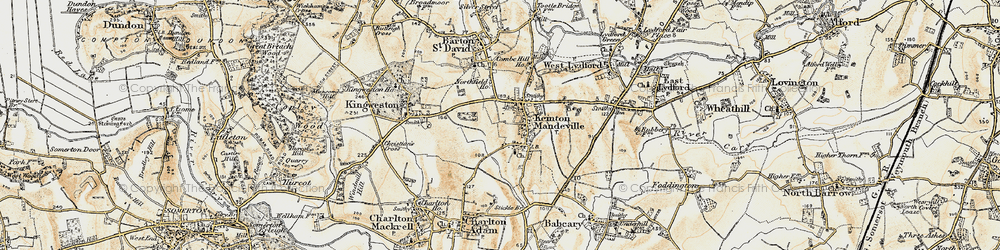 Old map of Keinton Mandeville in 1899