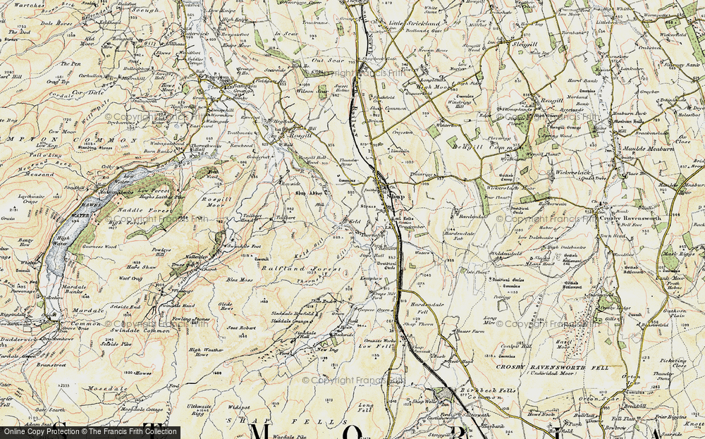 Old Map of Historic Map covering Brackenber Lo in 1901-1904